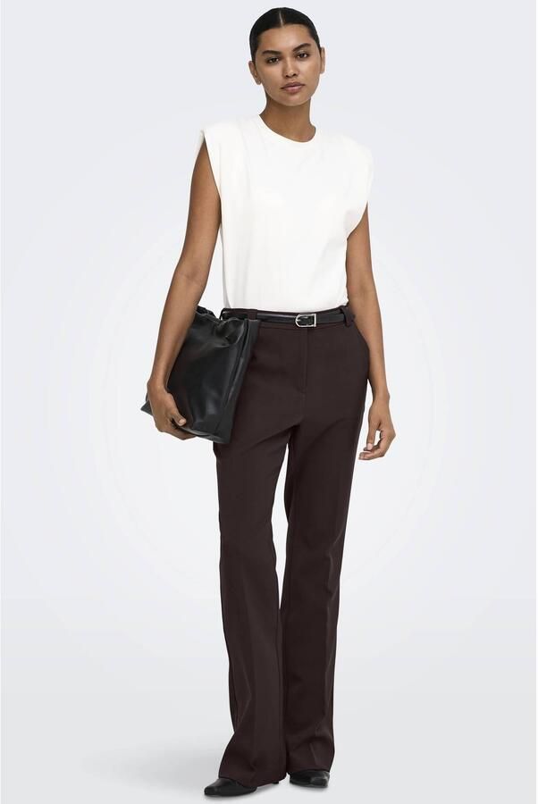 ONLY high waist regular fit flared broek donkerbruin