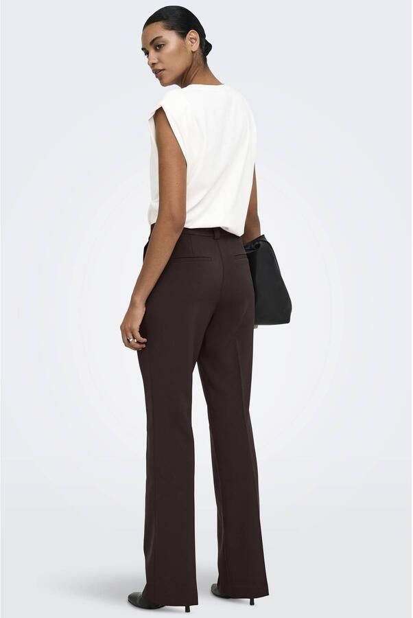 ONLY high waist regular fit flared broek donkerbruin - Foto 3