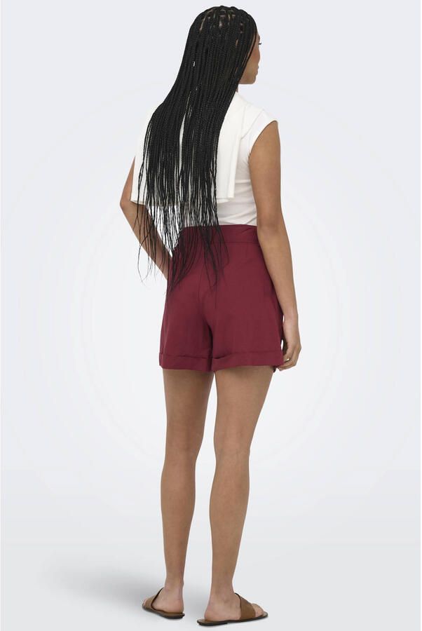 ONLY high waist regular fit short met ceintuur rood - Foto 3