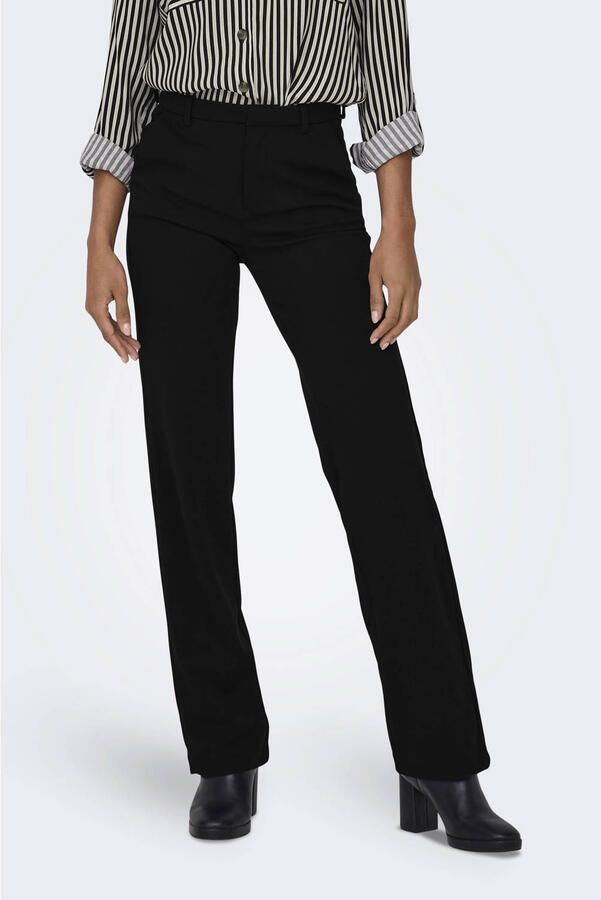 ONLY high waist straight fit pantalon ONLRAFFY-YO van polyester zwart
