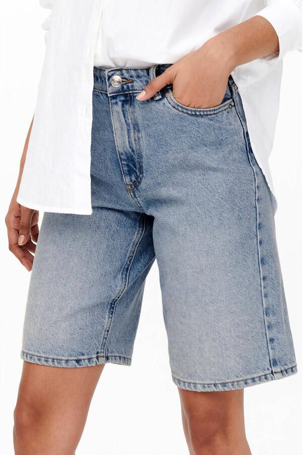 ONLY high waist wide leg bermuda jeans ONLSONNY light blue denim