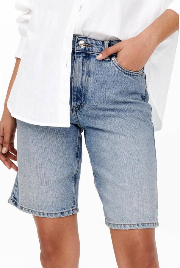 ONLY high waist wide leg bermuda jeans ONLSONNY light blue denim