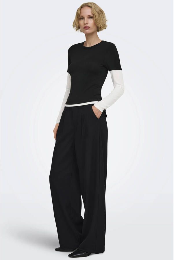 ONLY high waist wide leg casual broek zwart