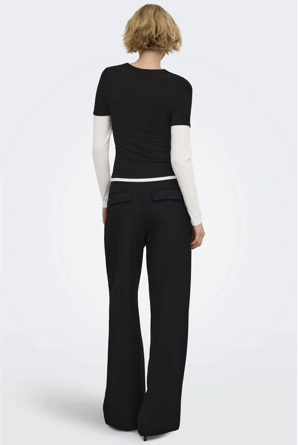 ONLY high waist wide leg casual broek zwart - Foto 3
