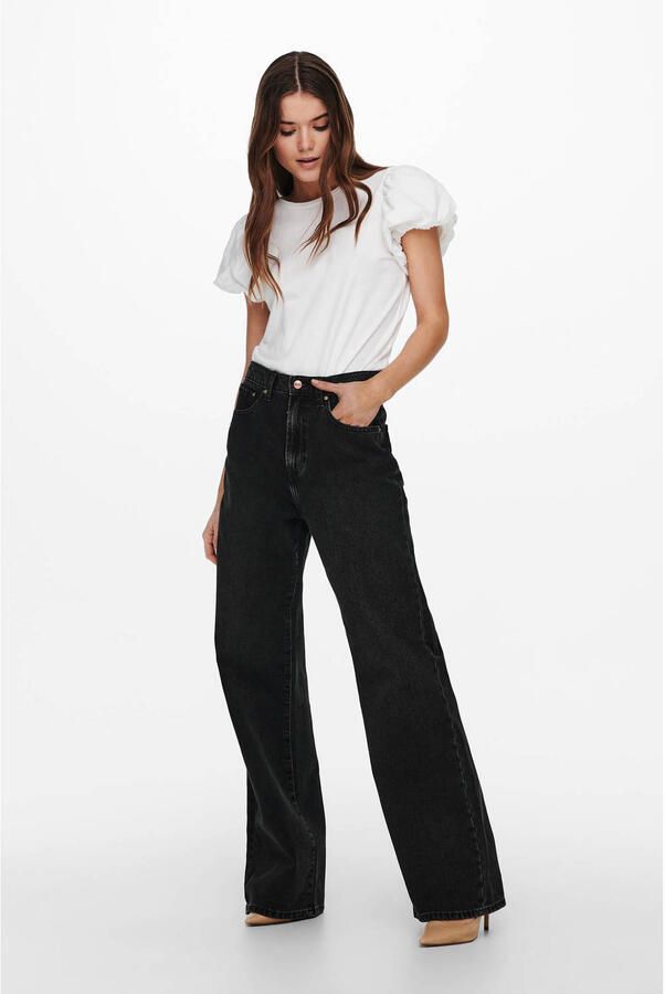 ONLY high waist wide leg jeans ONLHOPE black denim