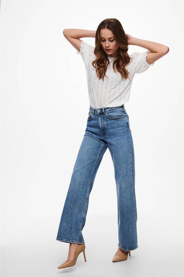 ONLY high waist wide leg jeans ONLJUICY medium blue denim - Foto 2