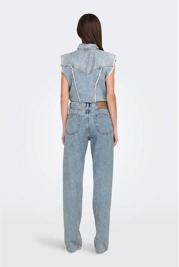 Only Rhinestone Embellished Denim Jeans Blue Dames