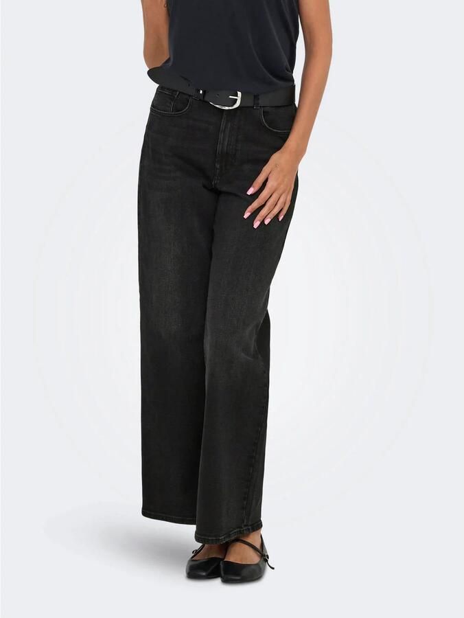 ONLY high waist wide leg jeans black denim - Foto 2