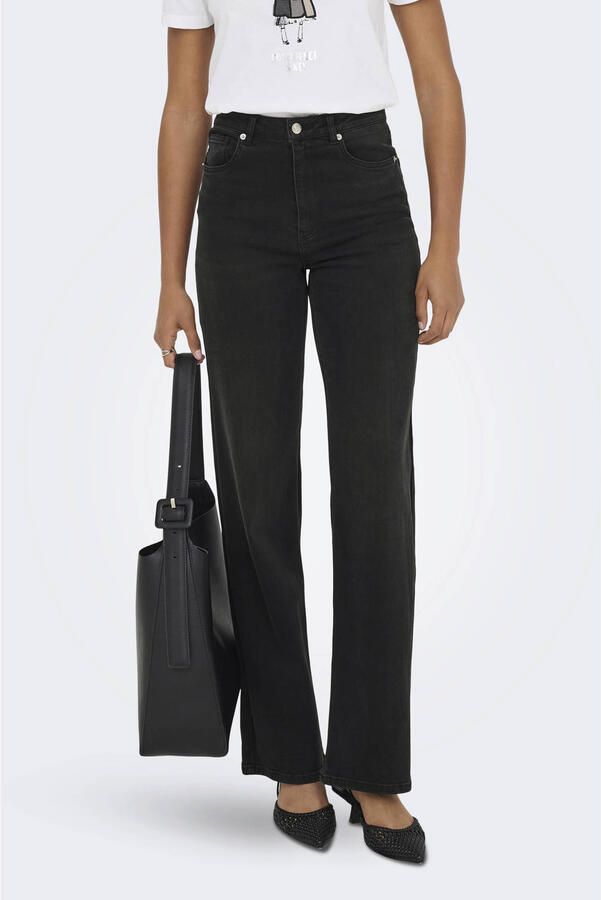 ONLY high waist wide leg jeans black denim