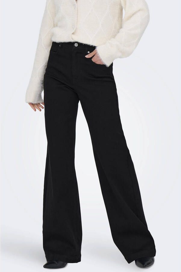ONLY high waist wide leg jeans black denim