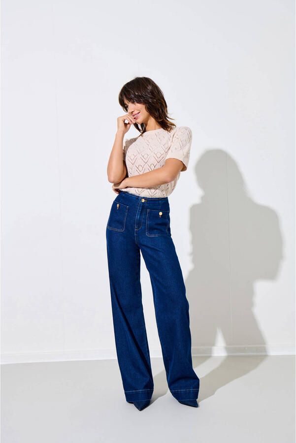 ONLY high waist wide leg jeans dark blue denim - Foto 2