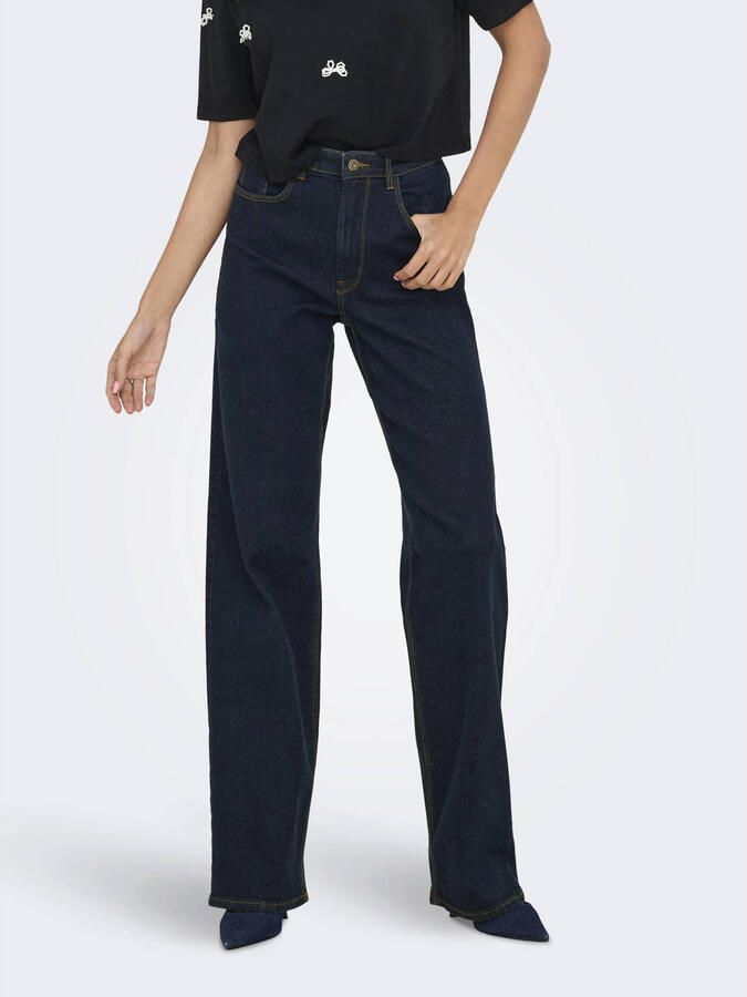 ONLY high waist wide leg jeans dark blue denim