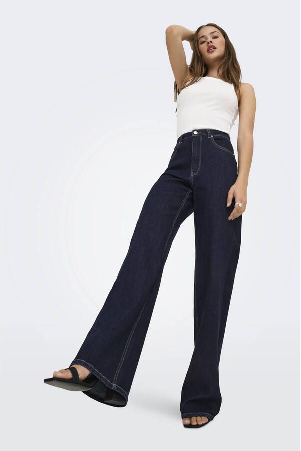 ONLY high waist wide leg jeans dark blue denim