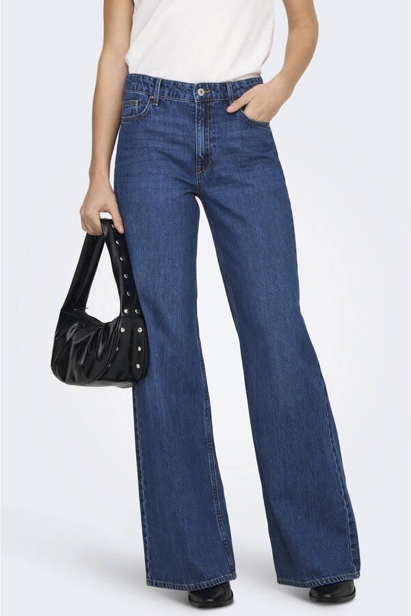 ONLY high waist wide leg jeans dark blue denim