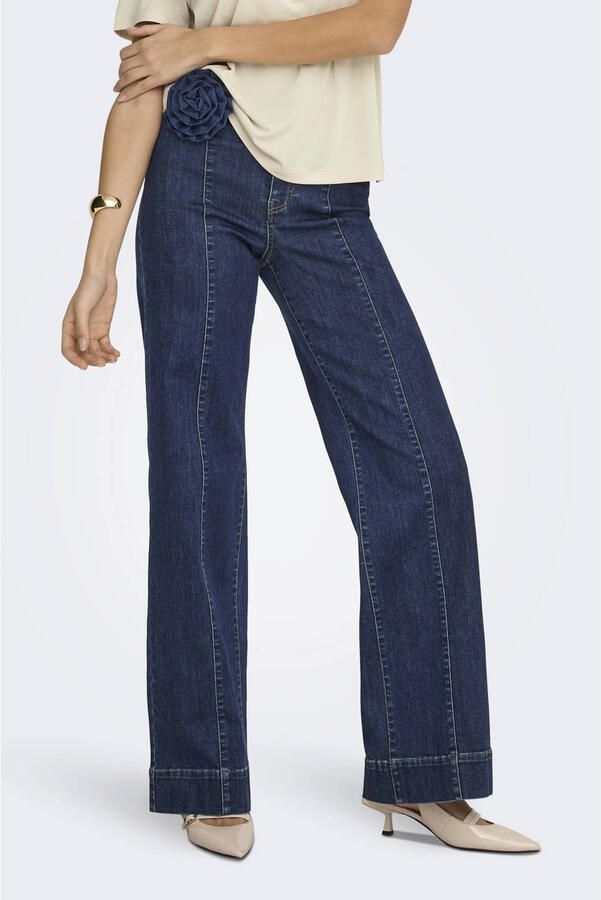 ONLY high waist wide leg jeans dark blue denim