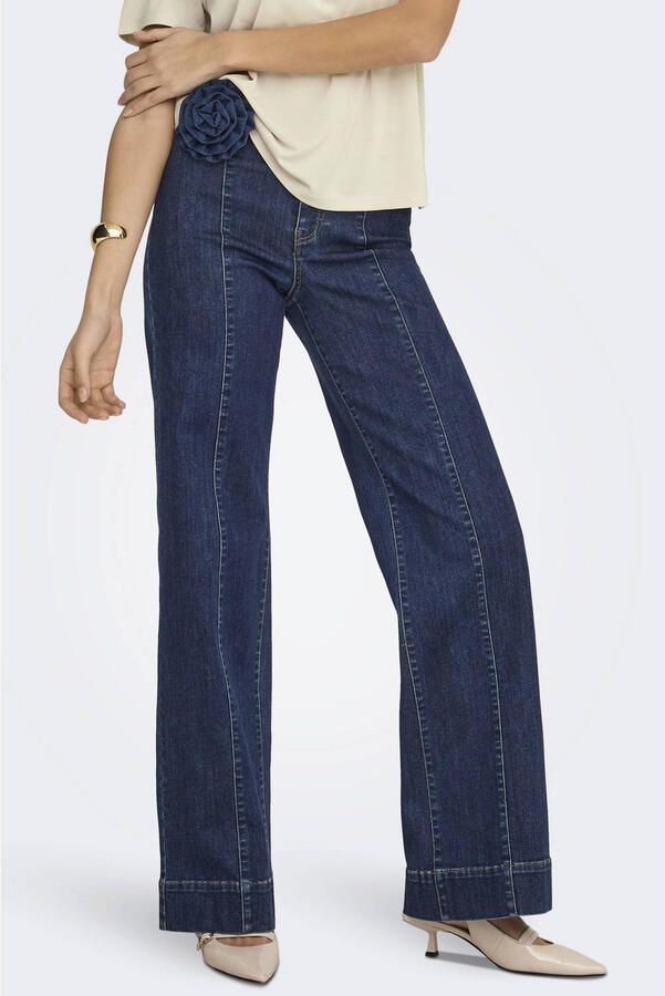 ONLY high waist wide leg jeans dark blue denim - Foto 2