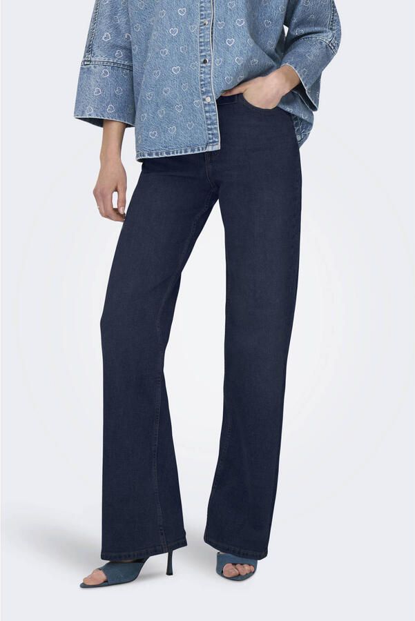 ONLY high waist wide leg jeans dark blue denim