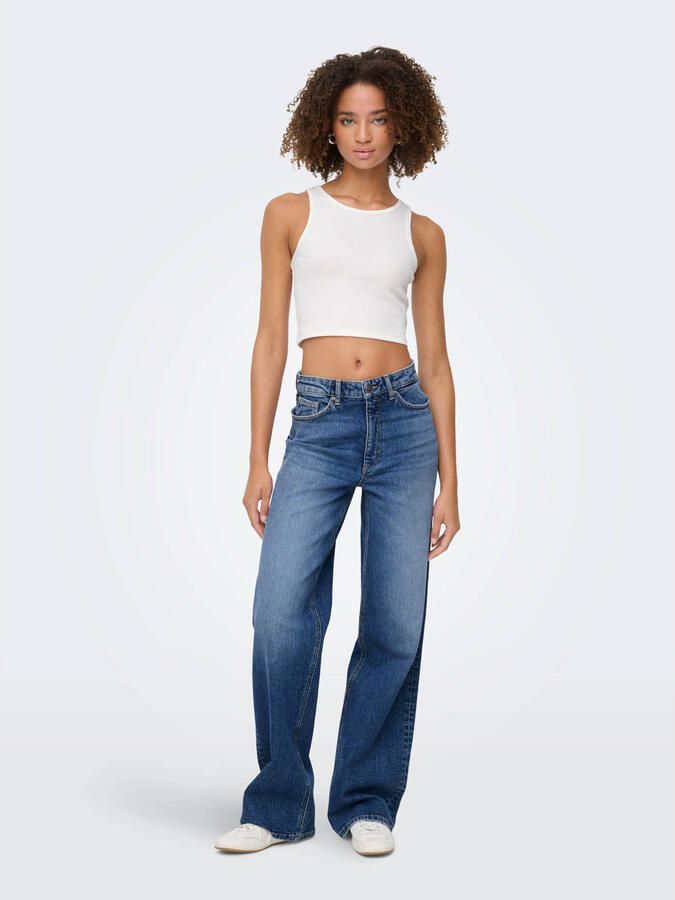 ONLY high waist wide leg jeans dark blue denim