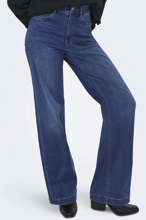 ONLY high waist wide leg jeans dark blue denim