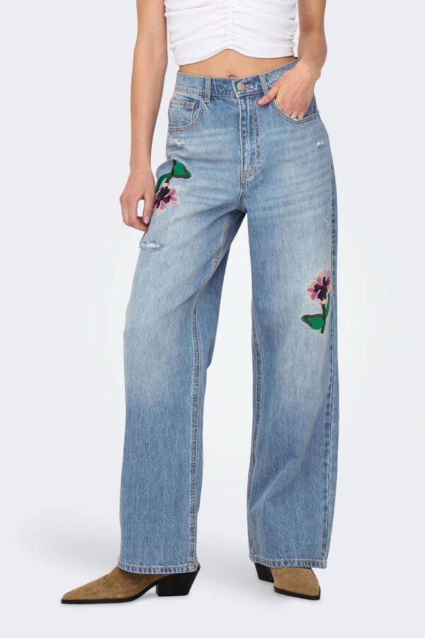 ONLY high waist wide leg jeans light blue denim