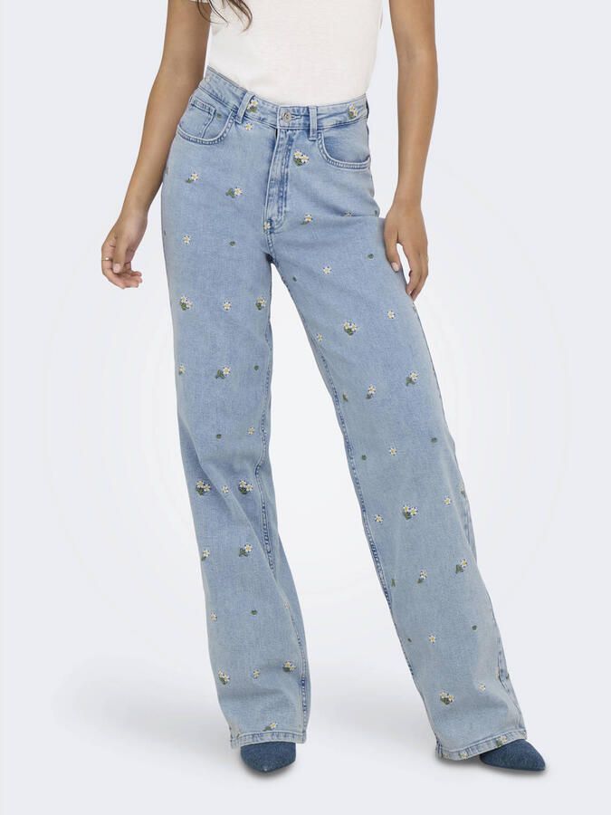 ONLY high waist wide leg jeans light blue denim