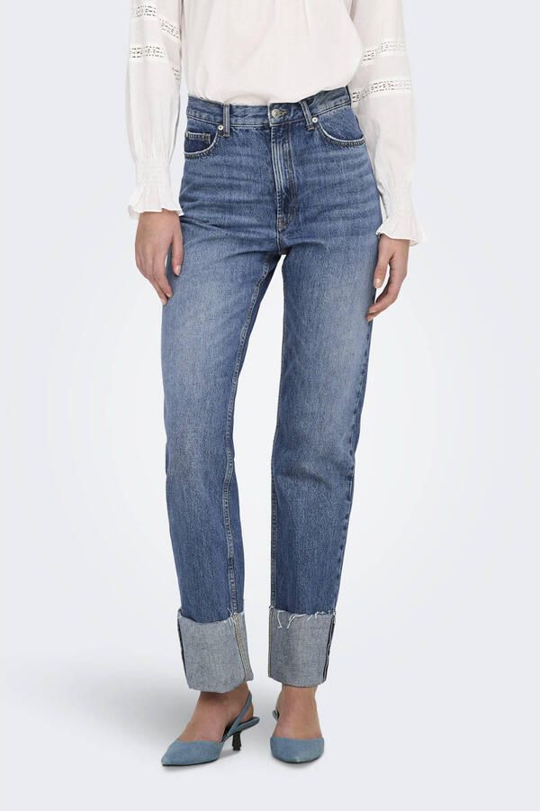 ONLY high waist wide leg jeans medium blue denim