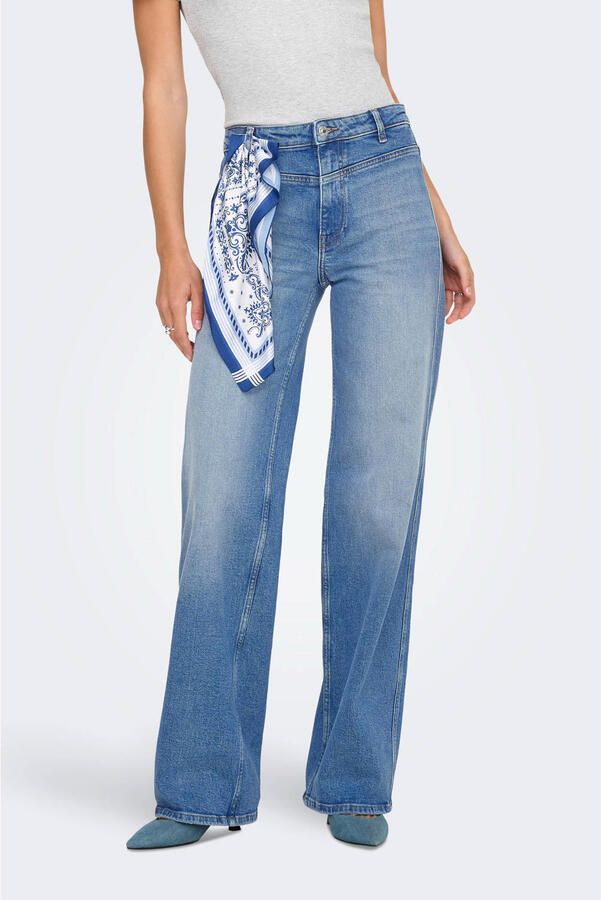 ONLY high waist wide leg jeans medium blue denim