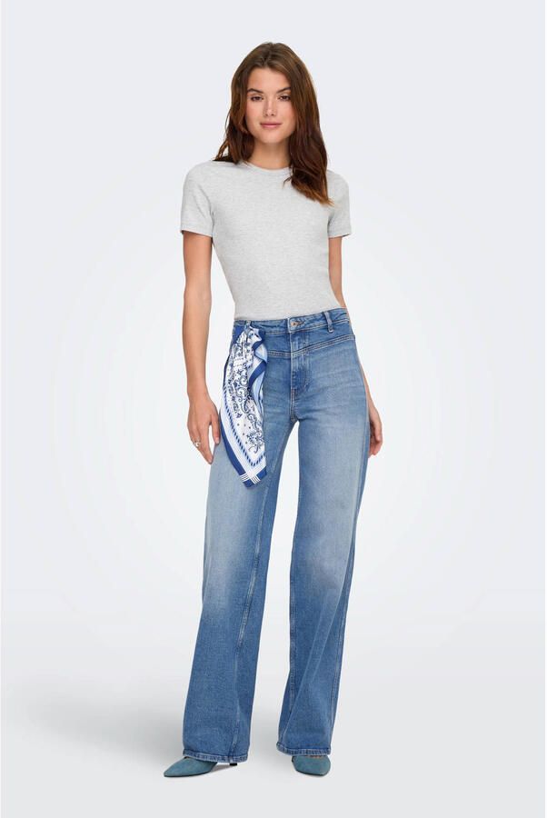 ONLY high waist wide leg jeans medium blue denim - Foto 2