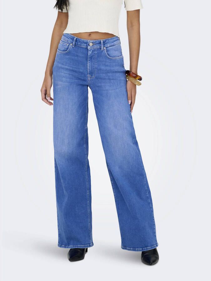 ONLY high waist wide leg jeans medium blue denim