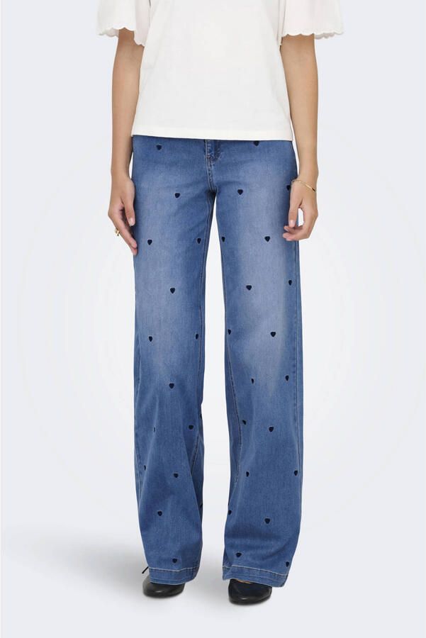 ONLY high waist wide leg jeans medium blue denim