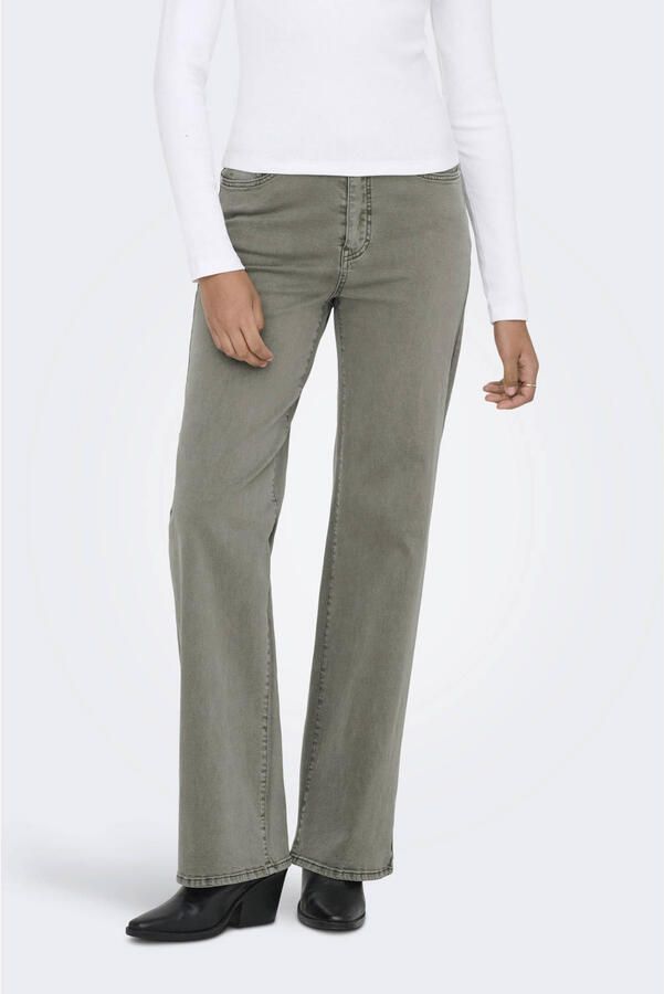 ONLY high waist wide leg jeans olijfgroen