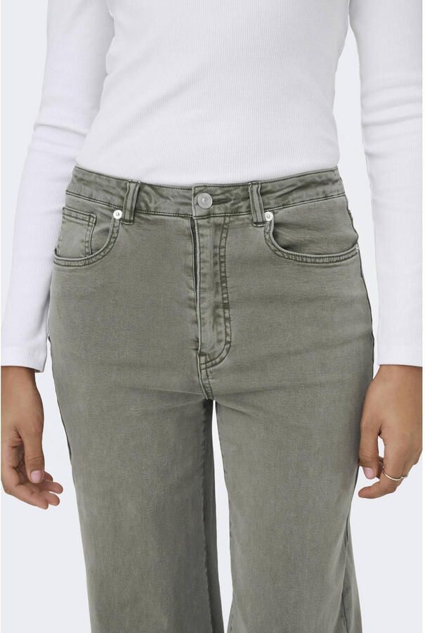ONLY high waist wide leg jeans olijfgroen - Foto 2
