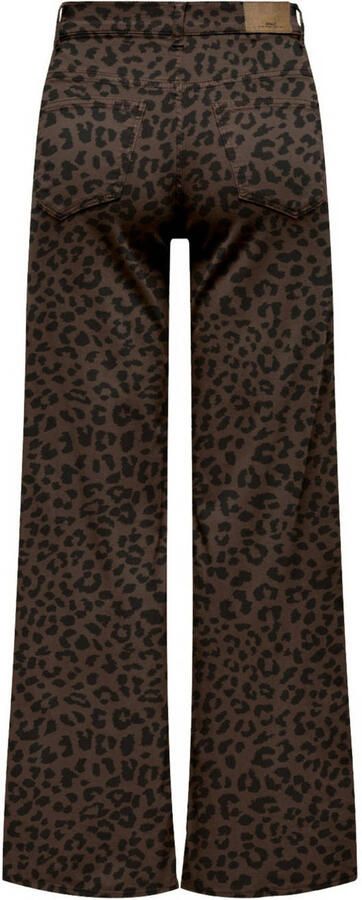 ONLY high waist wide leg jeans panterprint donkerbruin zwart