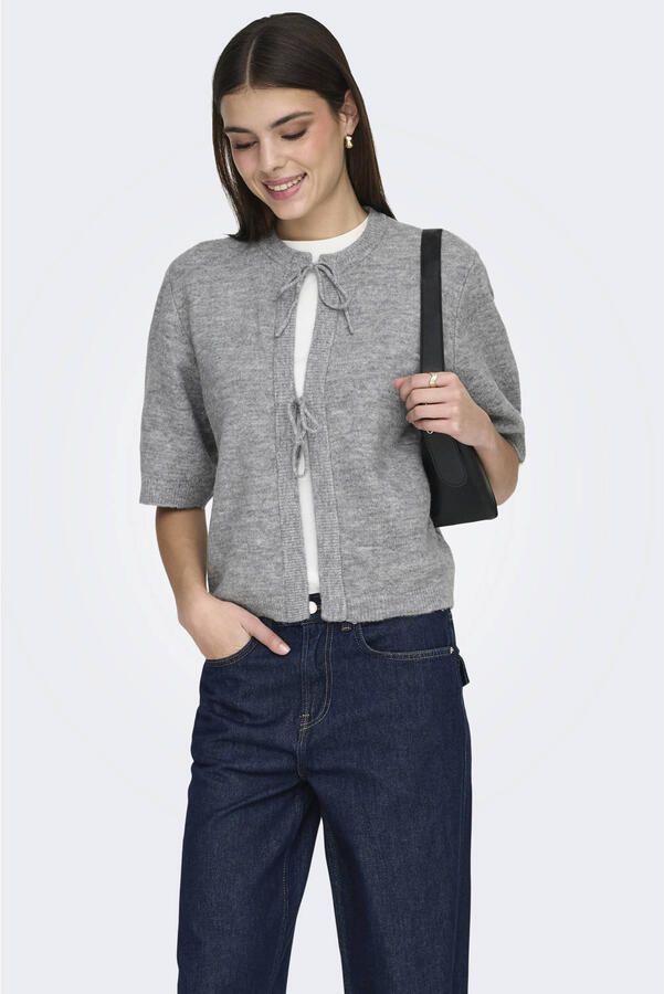 Only Regular fit gebreid jack met vetersluiting model 'SIMONI'