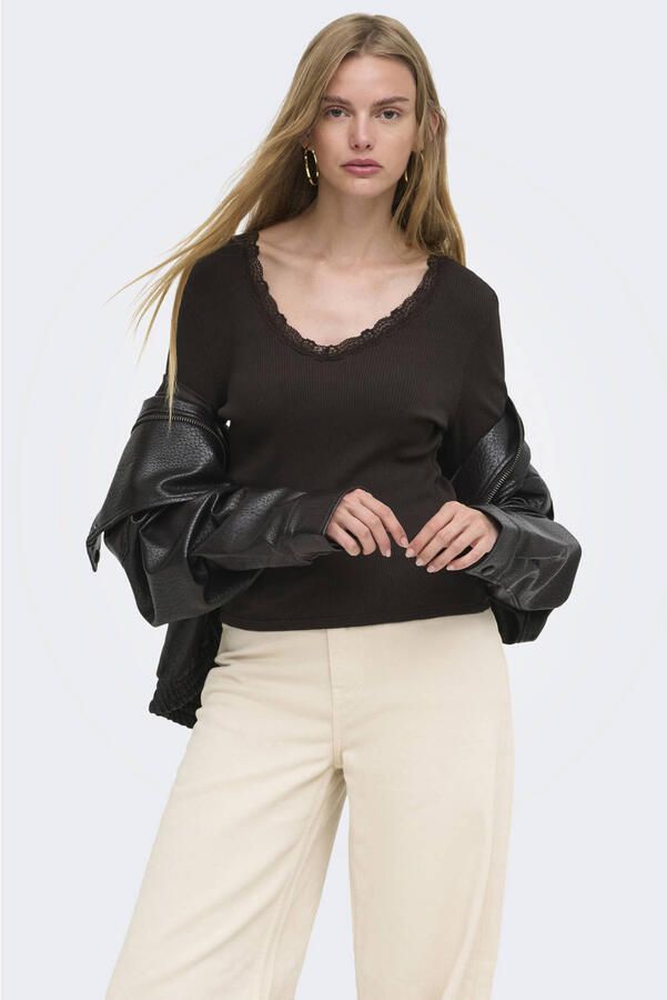 Only Slim fit shirt met lange mouwen van katoenmix model 'SARA SHARAI'