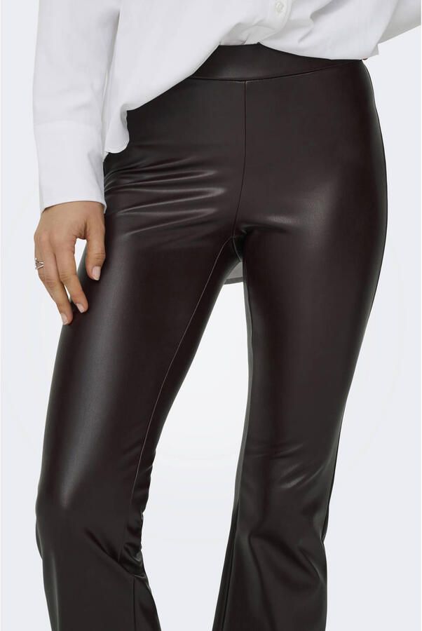 ONLY imitatieleren flared regular waist flared broek zwart - Foto 2