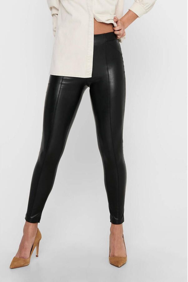Only Slim fit broek in leerlook met elastische band model 'JESSIE' - Foto 2