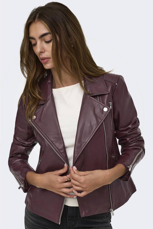 ONLY imitatieleren leren bikerjack quilted