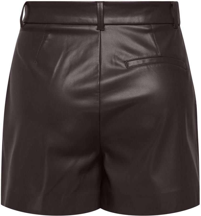 ONLY imitatieleren regular fit casual short met plooien bruin - Foto 2