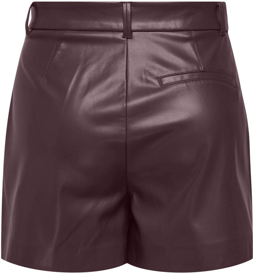 ONLY imitatieleren regular fit casual short met plooien donkerrood - Foto 2