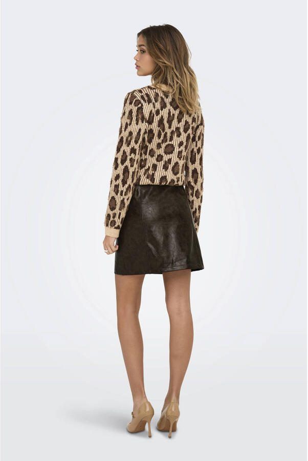 ONLY imitatieleren rok donkerbruin - Foto 3