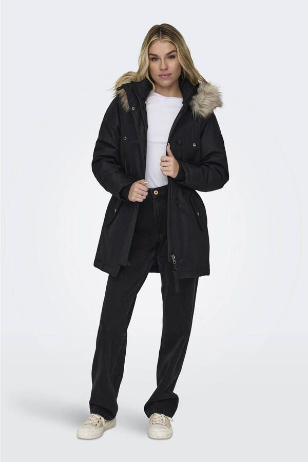 Only Zwarte Hoodie met Ritssluiting en Knoopsluiting Black Dames - Foto 2