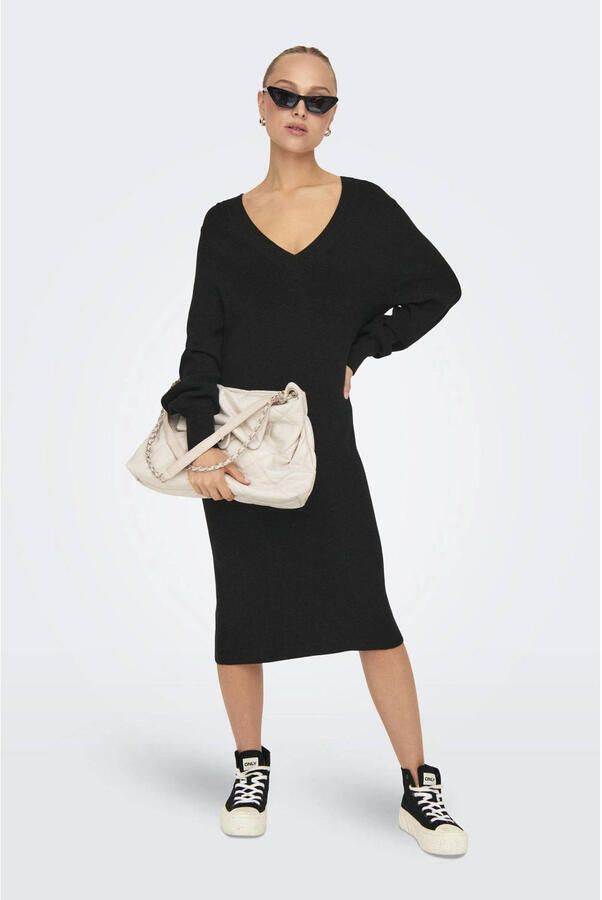Only Gebreide jurk ONLKATIA LS V-NECK DRESS NCA KNT - Foto 2