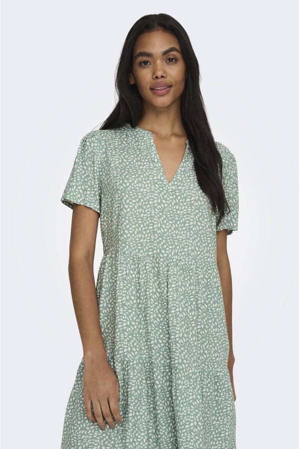 Only Zomerjurk ONLZALLY – Zomerjurk met V-hals en trapsgewijze volant