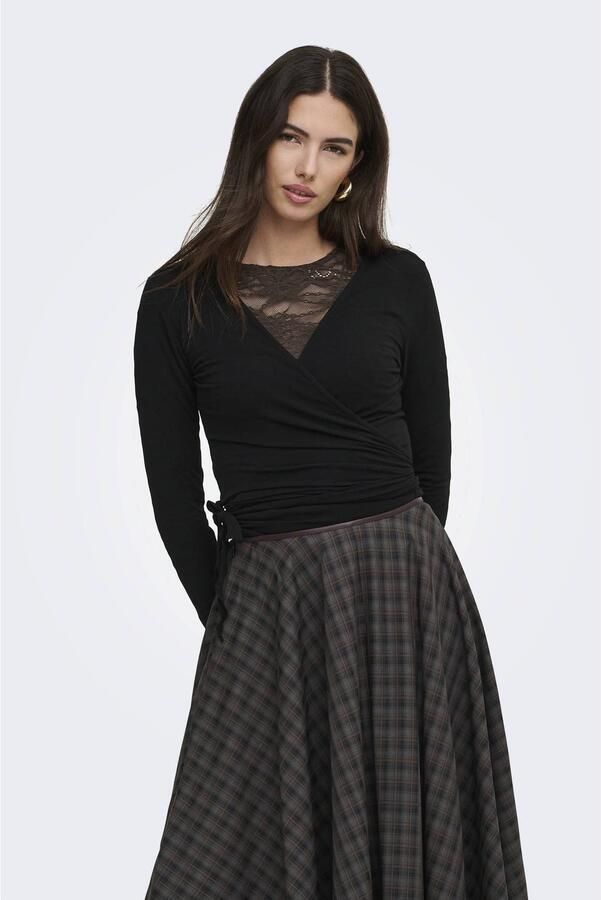 ONLY kanten body top donkerbruin