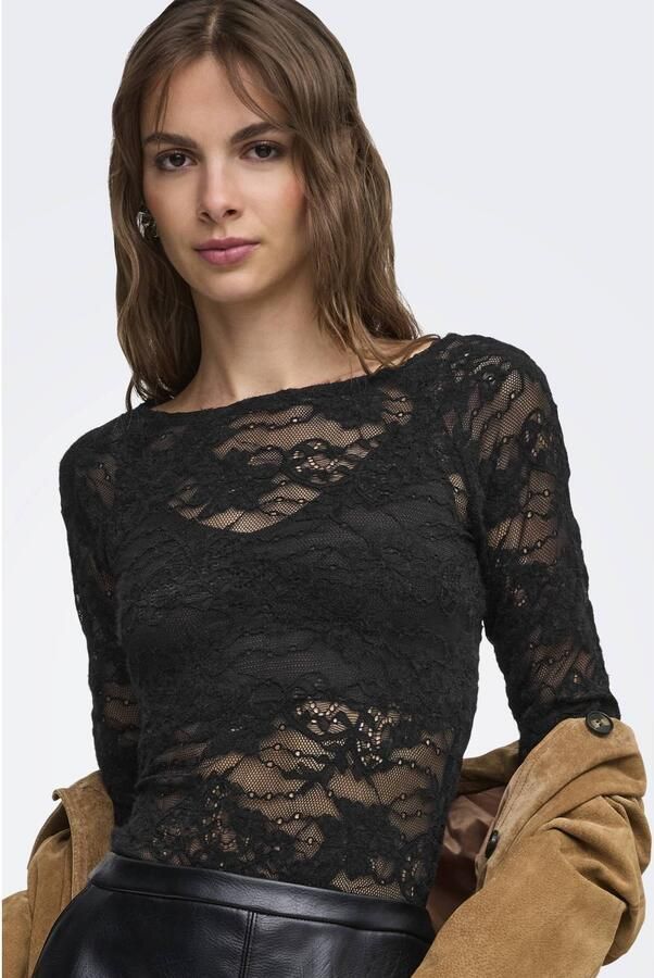 ONLY kanten body top zwart