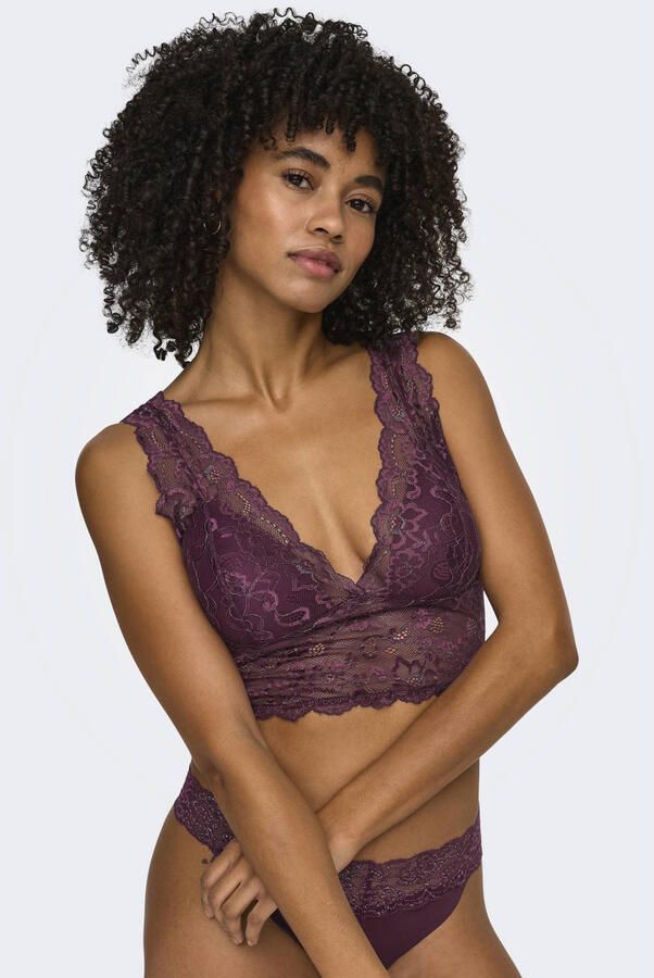 ONLY kanten voorgevormde bralette ONLCHLOE donkerpaars - Foto 3