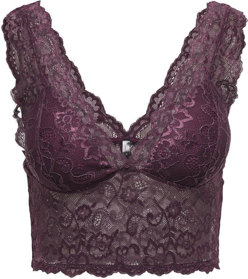 ONLY kanten voorgevormde bralette ONLCHLOE donkerpaars - Foto 2