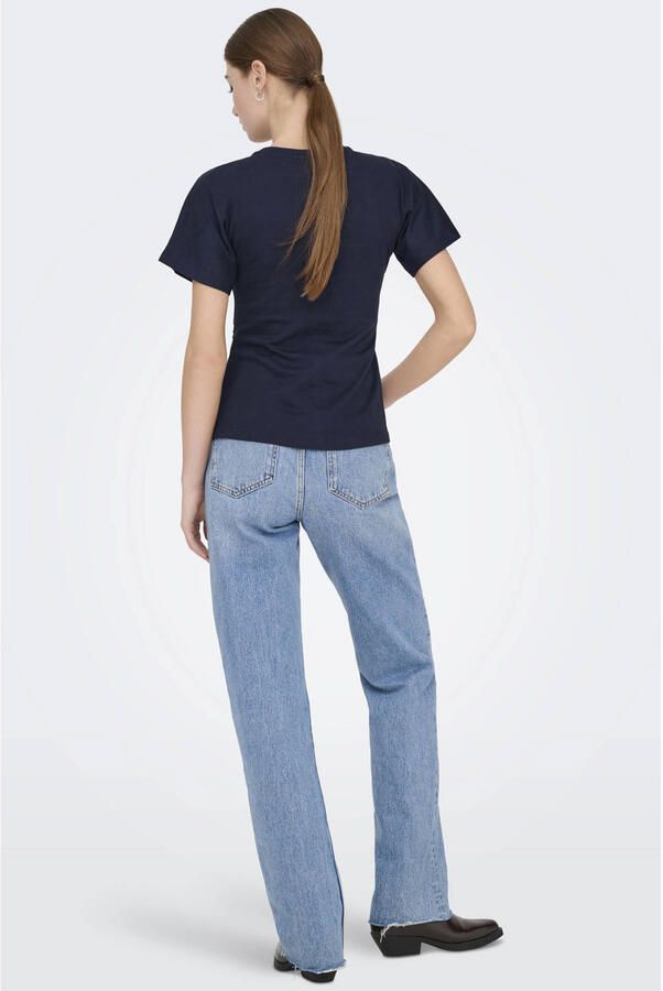 ONLY katoenen regular fit top donkerblauw - Foto 3
