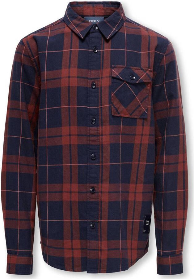 ONLY KIDS BOY geruit overhemd KOBMARTIN donkerblauw brique